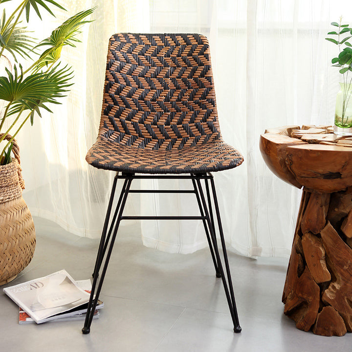 Chaise de salle à manger en tressage de rotin respirant - Chaise à motif géométrique scandinave pour salle à manger et cuisine 