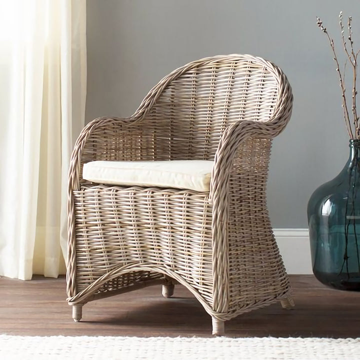 Silla de Tejido de Ratán Premium - Curvas Caprichosas Silla de Comedor Bohemia Tejida a Mano Para Comedor y Jardín 