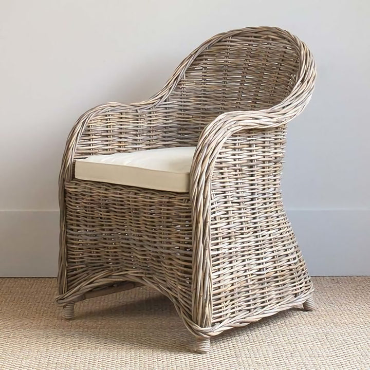 Silla de Tejido de Ratán Premium - Curvas Caprichosas Silla de Comedor Bohemia Tejida a Mano Para Comedor y Jardín 