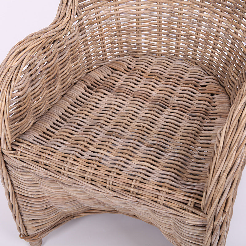 Chaise tressée en rotin de qualité supérieure - Chaise de salle à manger bohème aux courbes fantaisistes, tissée à la main, pour salle à manger et jardin 