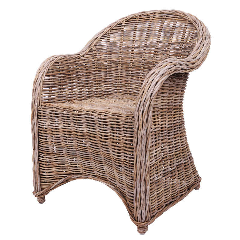 Chaise tressée en rotin de qualité supérieure - Chaise de salle à manger bohème aux courbes fantaisistes, tissée à la main, pour salle à manger et jardin 