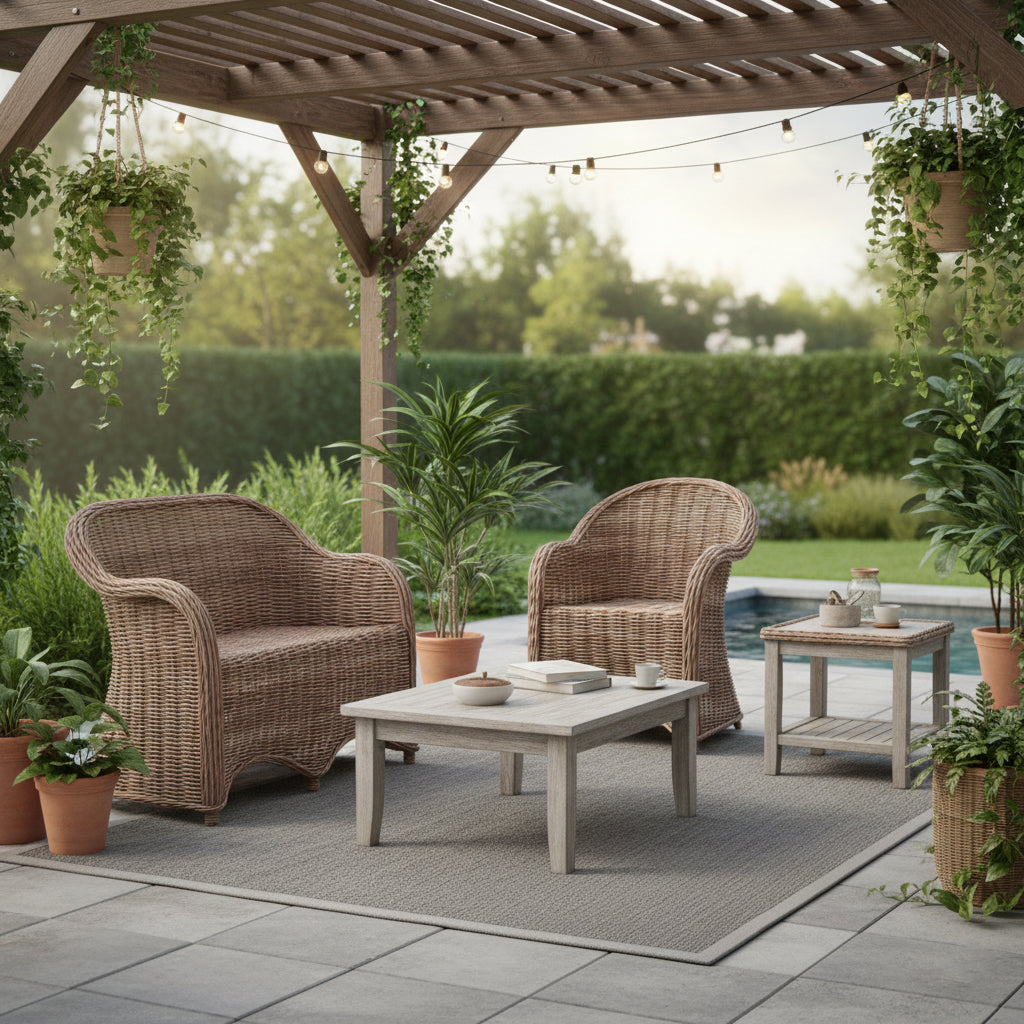 Chaise tressée en rotin de qualité supérieure - Chaise de salle à manger bohème aux courbes fantaisistes, tissée à la main, pour salle à manger et jardin 