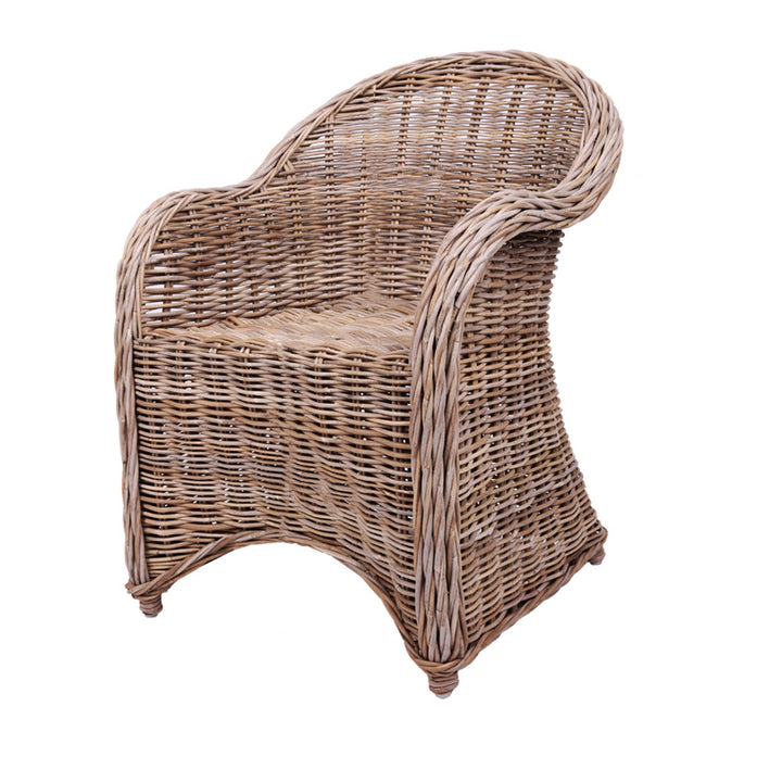 Chaise tressée en rotin de qualité supérieure - Chaise de salle à manger bohème aux courbes fantaisistes, tissée à la main, pour salle à manger et jardin 