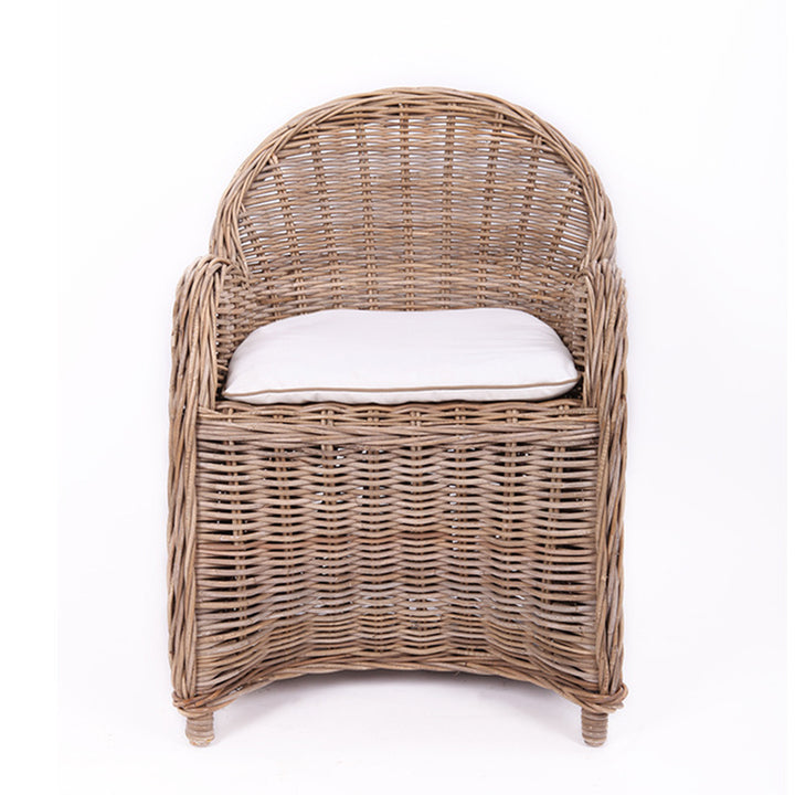 Chaise tressée en rotin de qualité supérieure - Chaise de salle à manger bohème aux courbes fantaisistes, tissée à la main, pour salle à manger et jardin 