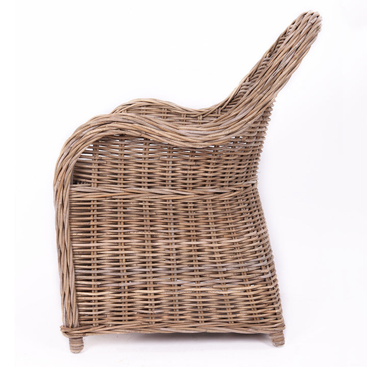 Chaise tressée en rotin de qualité supérieure - Chaise de salle à manger bohème aux courbes fantaisistes, tissée à la main, pour salle à manger et jardin 