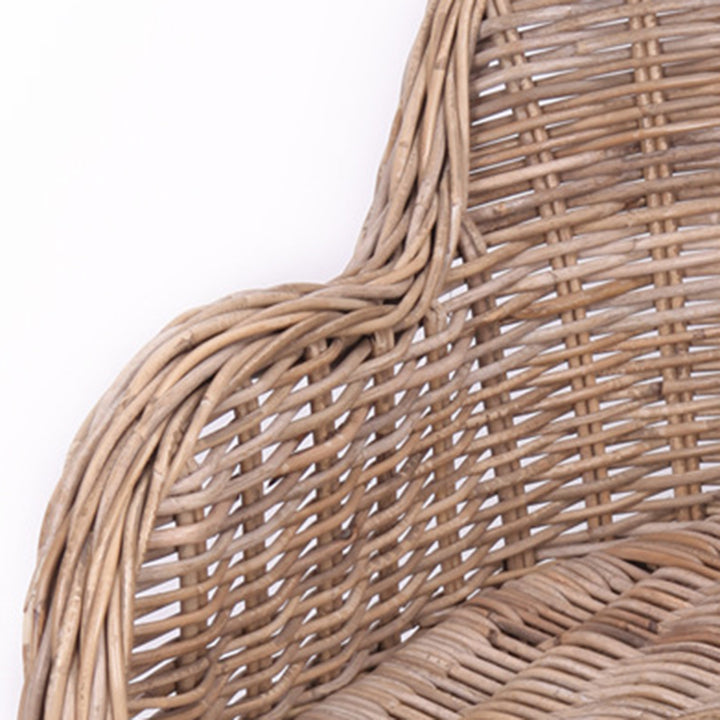 Chaise tressée en rotin de qualité supérieure - Chaise de salle à manger bohème aux courbes fantaisistes, tissée à la main, pour salle à manger et jardin 