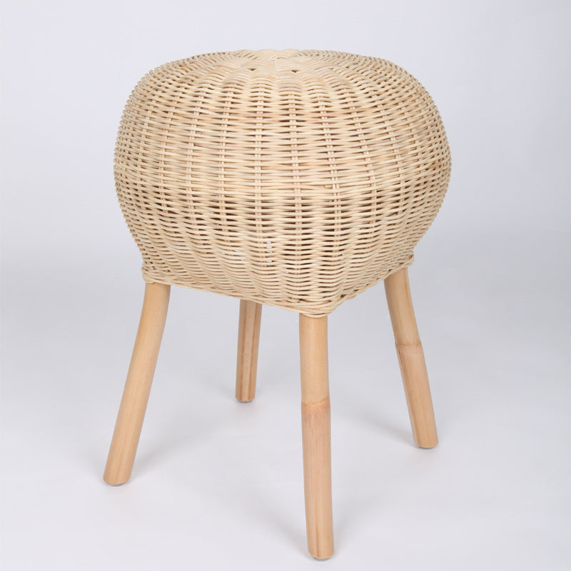 Banc à chaussures traditionnel en rotin naturel chinois - tabouret à chaussures tambour fait main pour salon 