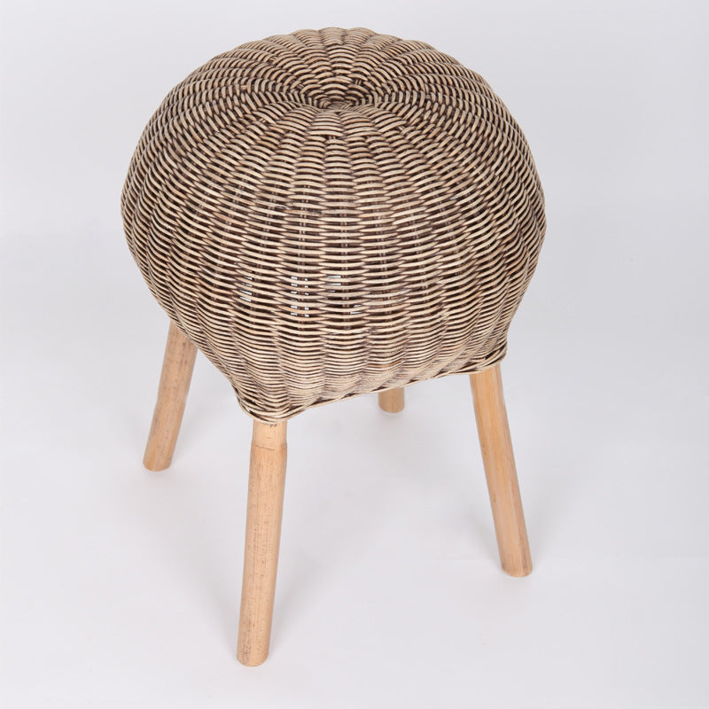 Banc à chaussures traditionnel en rotin naturel chinois - tabouret à chaussures tambour fait main pour salon 