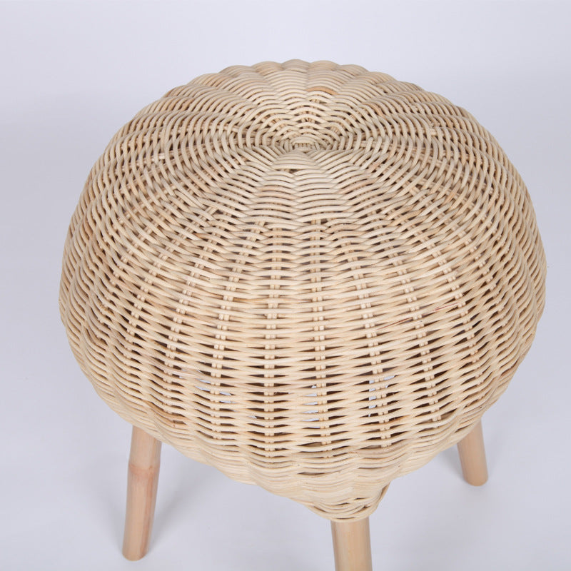 Banc à chaussures traditionnel en rotin naturel chinois - tabouret à chaussures tambour fait main pour salon 