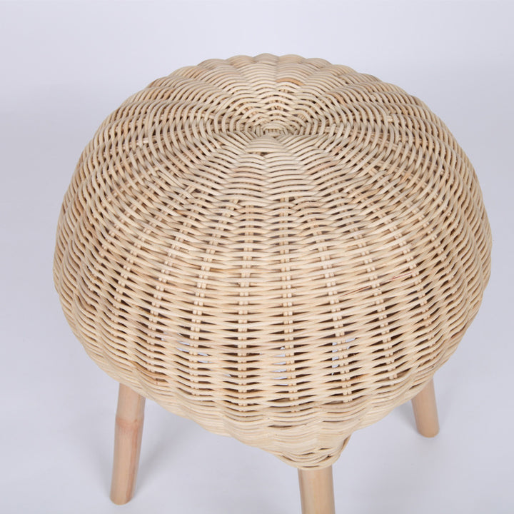 Banc à chaussures traditionnel en rotin naturel chinois - tabouret à chaussures tambour fait main pour salon 