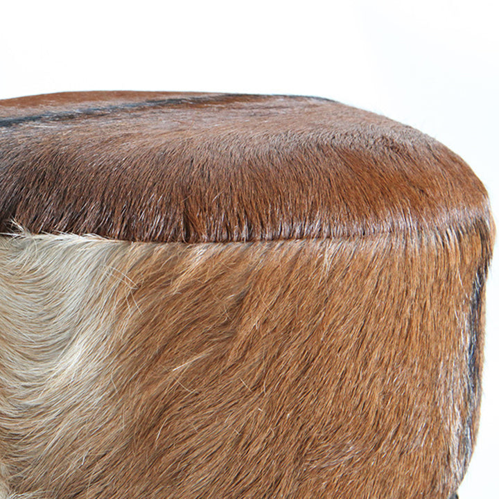 Tabouret traditionnel en bois de teck et peau de chèvre - Chaise de mobilier oriental faite à la main pour salon 