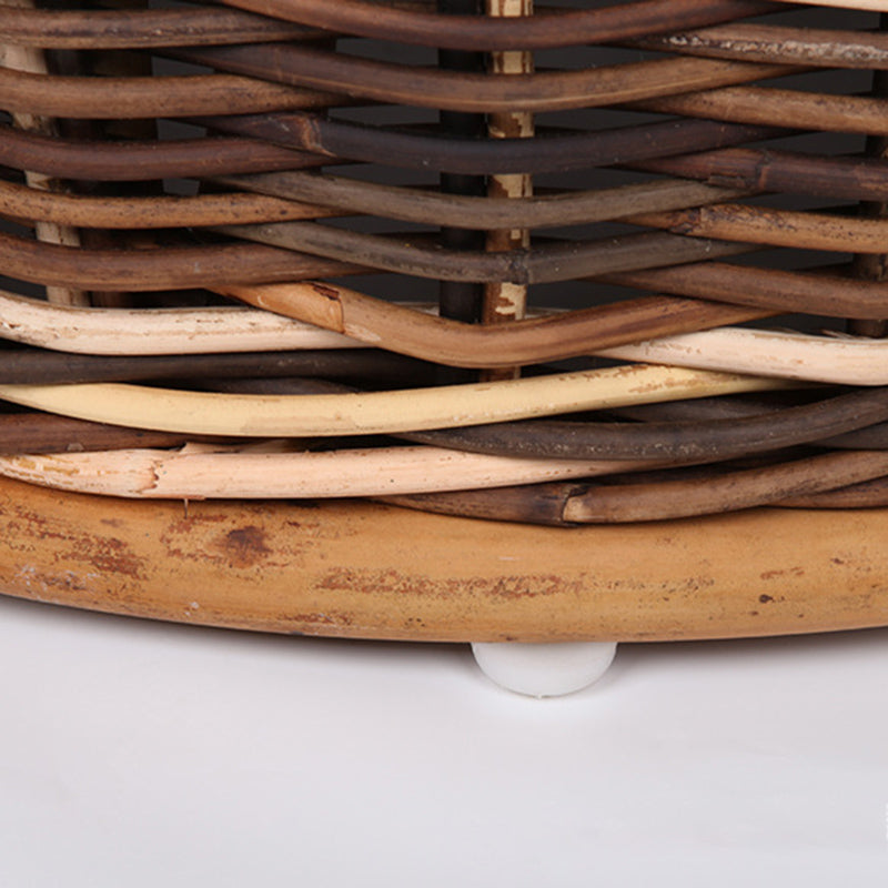 Rustikaler Teak- und Rattan-Webtisch - Dual-Material Haltbarkeit &amp; natürlicher Charme Tisch für Esszimmer &amp; Küche 