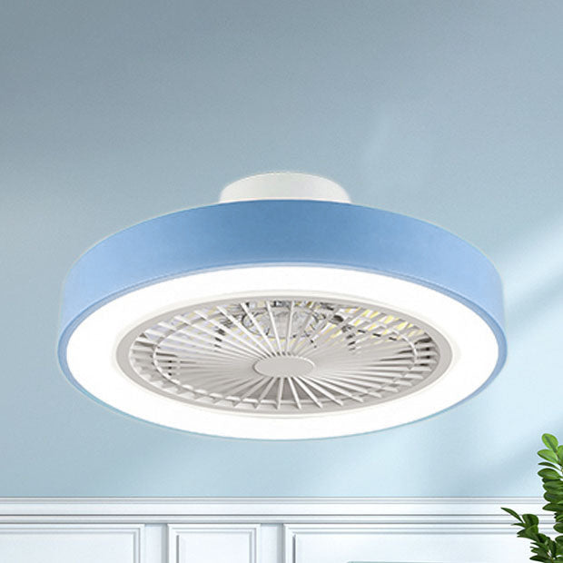 Moderne, minimalistische, einfarbige LED-Deckenventilatorleuchte aus Eisen und Kupfer