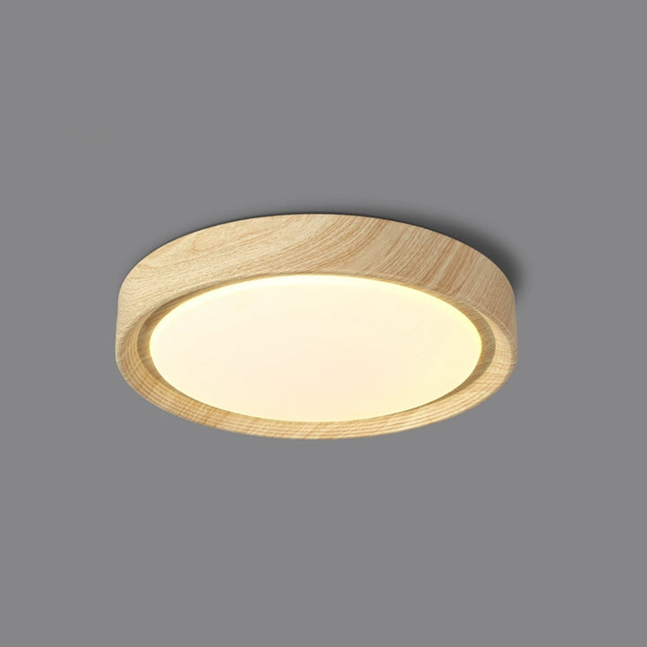 Moderne minimalistische runde Holzmaserung Eisen Acryl LED-Deckenleuchte 