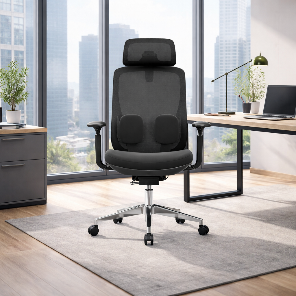 Modern Minimalist Ergonomic High-Back Office Chair - Adjustable Headrest &amp; Lumbar Support Breathable Mesh Desk Chair For Home Office