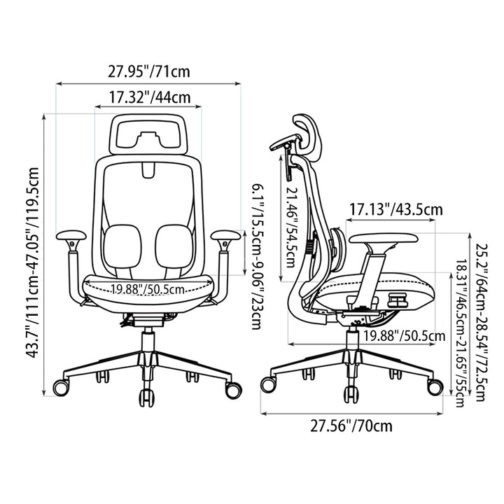 Modern Minimalist Ergonomic High-Back Office Chair - Adjustable Headrest & Lumbar Support Breathable Mesh Desk Chair For Home Office