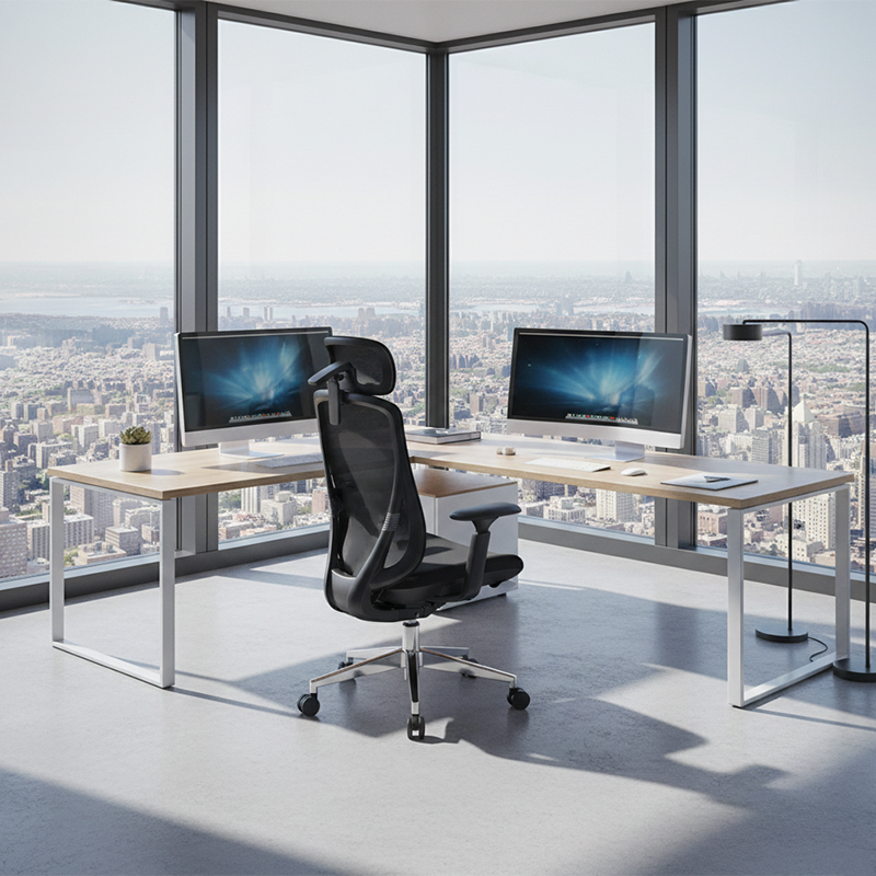 Modern Minimalist Ergonomic High-Back Office Chair - Adjustable Headrest &amp; Lumbar Support Breathable Mesh Desk Chair For Home Office