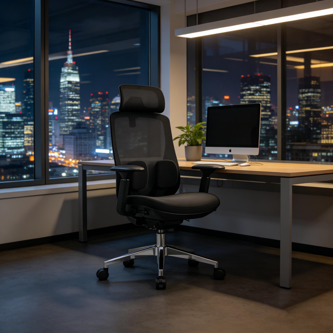 Modern Minimalist Ergonomic High-Back Office Chair - Adjustable Headrest &amp; Lumbar Support Breathable Mesh Desk Chair For Home Office