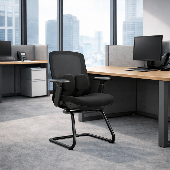 Saddle-Base Office Chair - 4D Adjustable Armrests & Adaptive Lumbar Support Mesh Conference Desk Chair For Home Office
