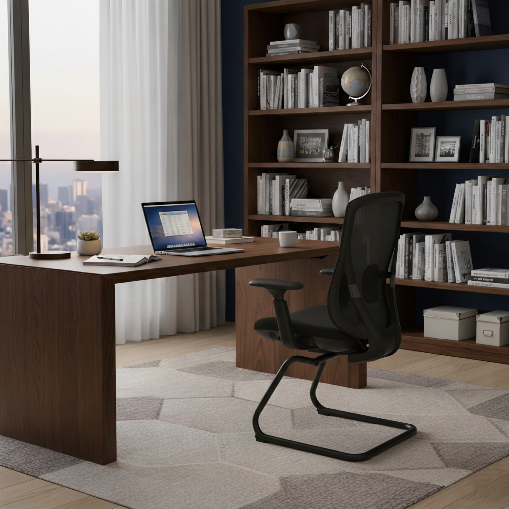 Sattel-Bürostuhl – 4D-verstellbare Armlehnen und adaptive Lendenwirbelstütze, Mesh-Konferenz-Bürostuhl für das Homeoffice 
