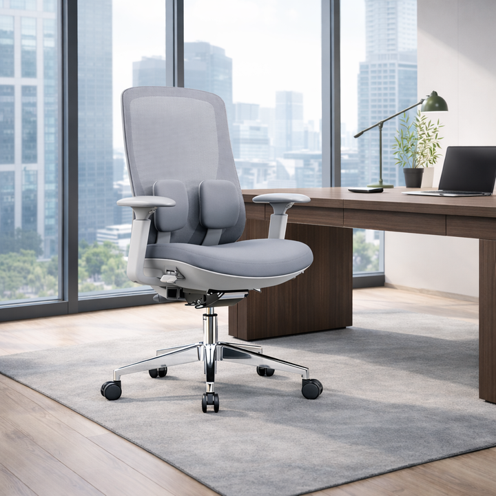 Modern Minimalist Cable-Controlled Office Chair - 360° Lumbar Adjust Heavy-Duty Aluminum Base & Safety Gas Lift Silent Caster Desk Chair For Home Office