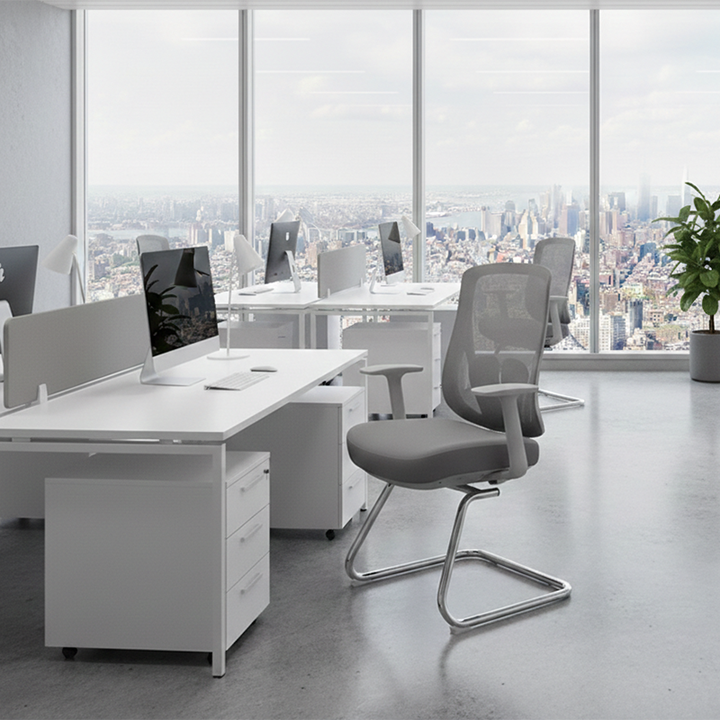Modern Minimalist Mesh Bow Office Chair - Ergonomic Lumbar Support High-Resilience Sponge Cushion Desk Chair For Home Office