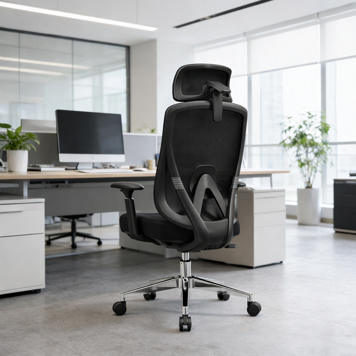 Modern Minimalist High-Back Mesh Executive Desk Chair - 4D Adjustable Headrest & Lumbar Support Silent Caster Ergonomic Office Chair For Home Office