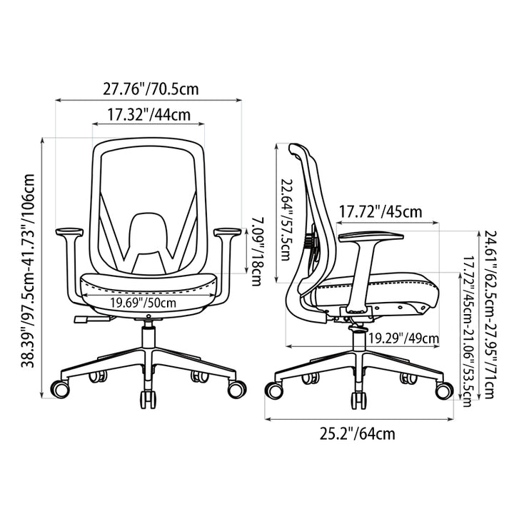 Modern Minimalist Mid-Back Mesh Office Chair - Adaptive Lumbar Support Tilt Adjustment Silent Casters Desk Chair For Home Office
