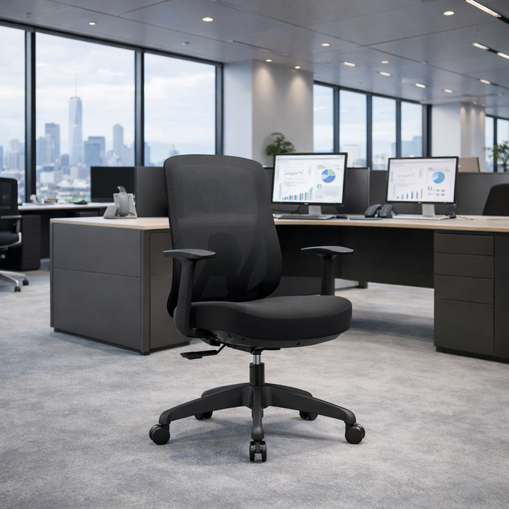 Modern Minimalist Mid-Back Mesh Office Chair - Adaptive Lumbar Support Tilt Adjustment Silent Casters Desk Chair For Home Office