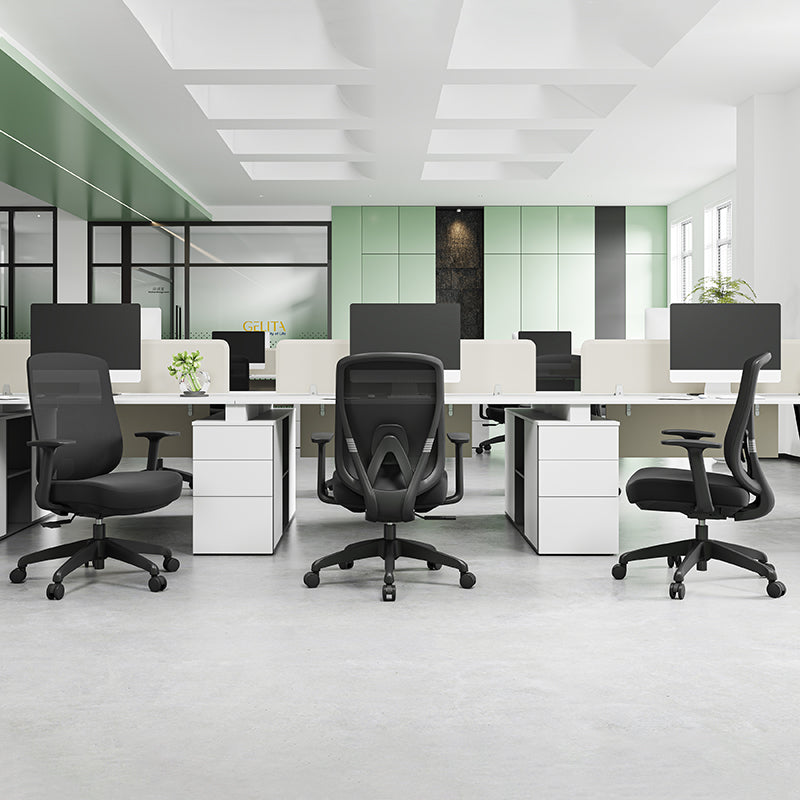 Modern Minimalist Mid-Back Mesh Office Chair - Adaptive Lumbar Support Tilt Adjustment Silent Casters Desk Chair For Home Office