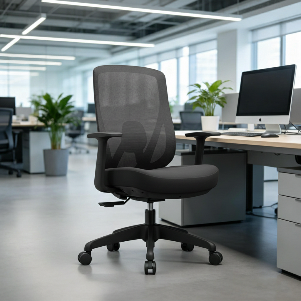Modern Minimalist Mid-Back Mesh Office Chair - Adaptive Lumbar Support Tilt Adjustment Silent Casters Desk Chair For Home Office