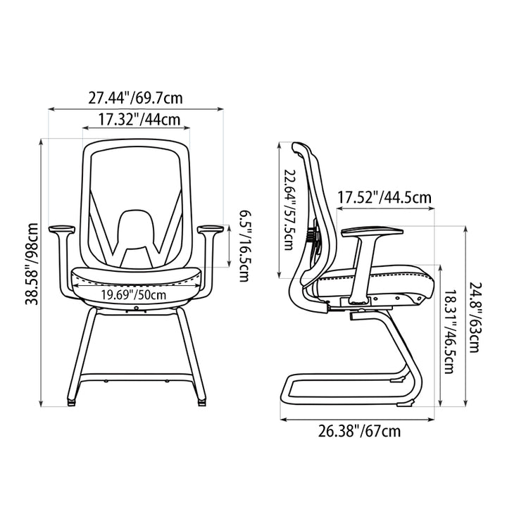 Sleek Minimalist Bow Reception Chair - Breathable Mesh Pressure-Relief Cushion High-Resilience Sponge Desk Chair For Home Office