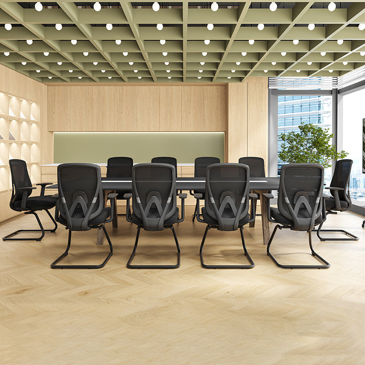 Sleek Minimalist Bow Reception Chair - Breathable Mesh Pressure-Relief Cushion High-Resilience Sponge Desk Chair For Home Office