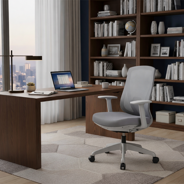 Modern Minimalist Mid-Back Mesh Executive Chair - Tilt Adjustment Silent Casters Desk Chair For Home Office