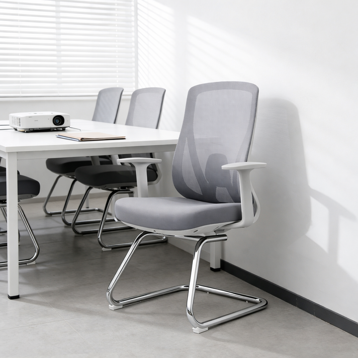Modern Minimalist Mesh Bow Reception Chair - Tear-Resistant Mesh & Lumbar Support Business Use Desk Chair For Home Office