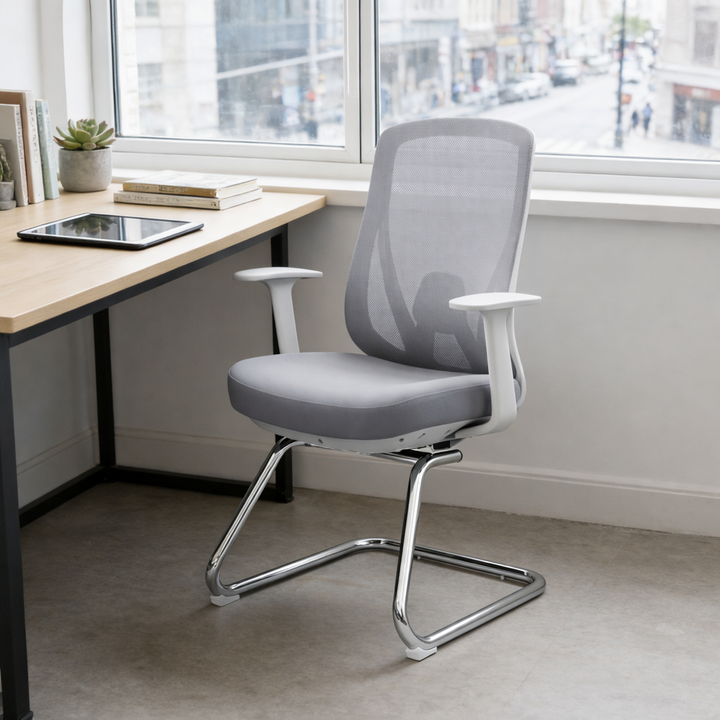 Modern Minimalist Mesh Bow Reception Chair - Tear-Resistant Mesh &amp; Lumbar Support Business Use Desk Chair For Home Office
