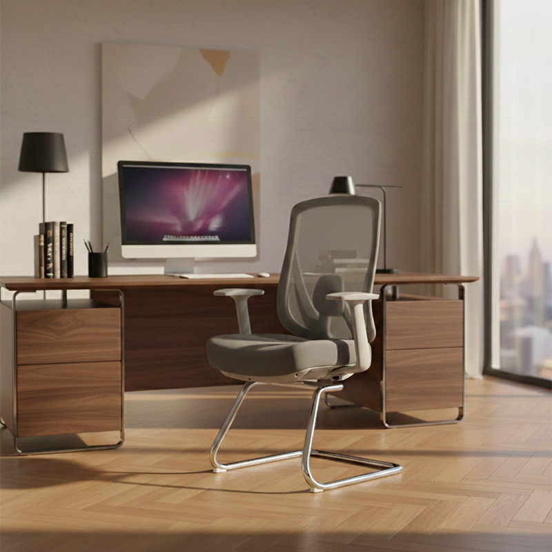 Modern Minimalist Mesh Bow Reception Chair - Tear-Resistant Mesh &amp; Lumbar Support Business Use Desk Chair For Home Office