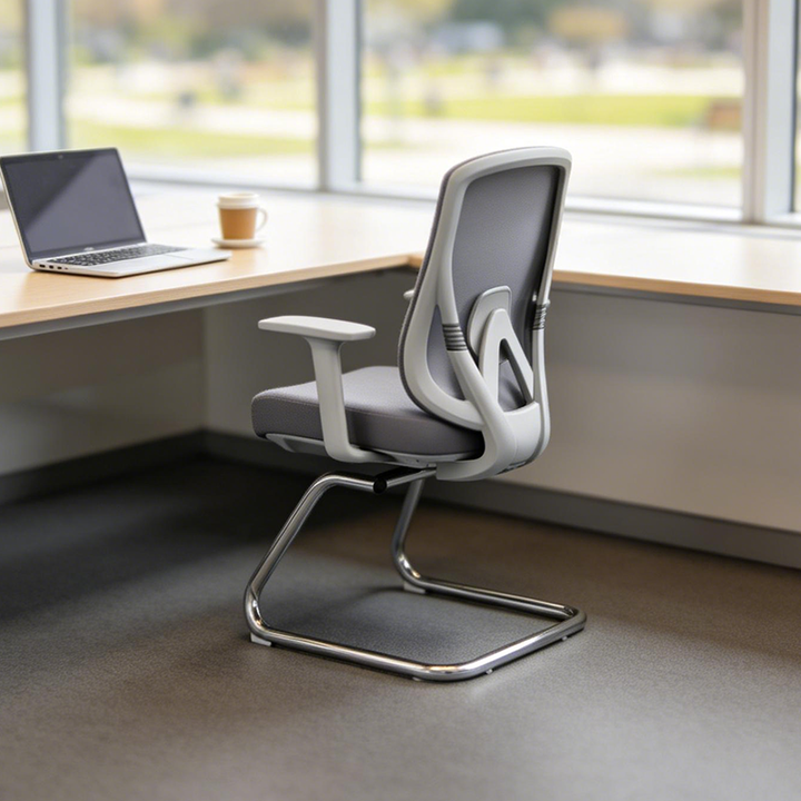 Modern Minimalist Mesh Bow Reception Chair - Tear-Resistant Mesh & Lumbar Support Business Use Desk Chair For Home Office