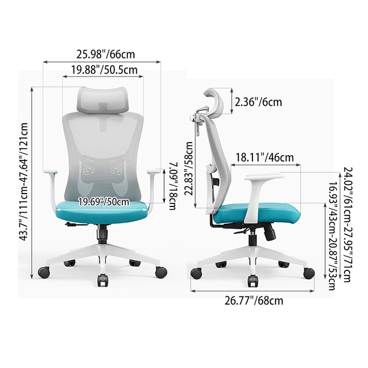Modern Minimalist High-Back Mesh Office Chair - Adjustable Headrest Ergonomic Lumbar Support Silent Casters Desk Chair For Home Office