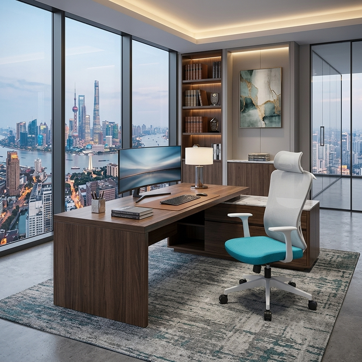 Modern Minimalist High-Back Mesh Office Chair - Adjustable Headrest Ergonomic Lumbar Support Silent Casters Desk Chair For Home Office