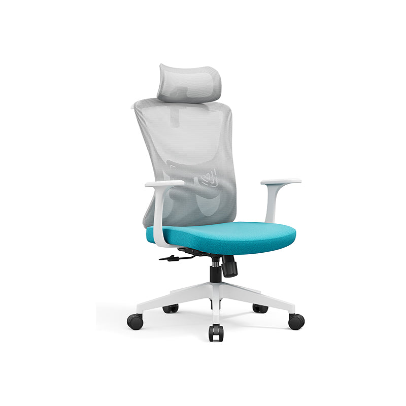 Modern Minimalist High-Back Mesh Office Chair - Adjustable Headrest Ergonomic Lumbar Support Silent Casters Desk Chair For Home Office