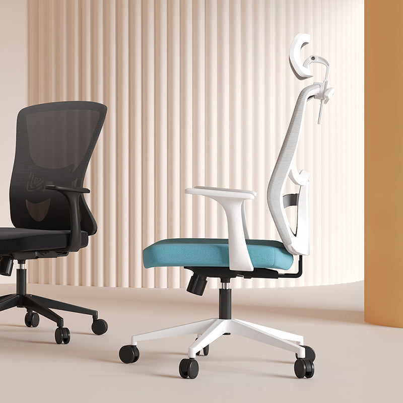 Modern Minimalist High-Back Mesh Office Chair - Adjustable Headrest Ergonomic Lumbar Support Silent Casters Desk Chair For Home Office