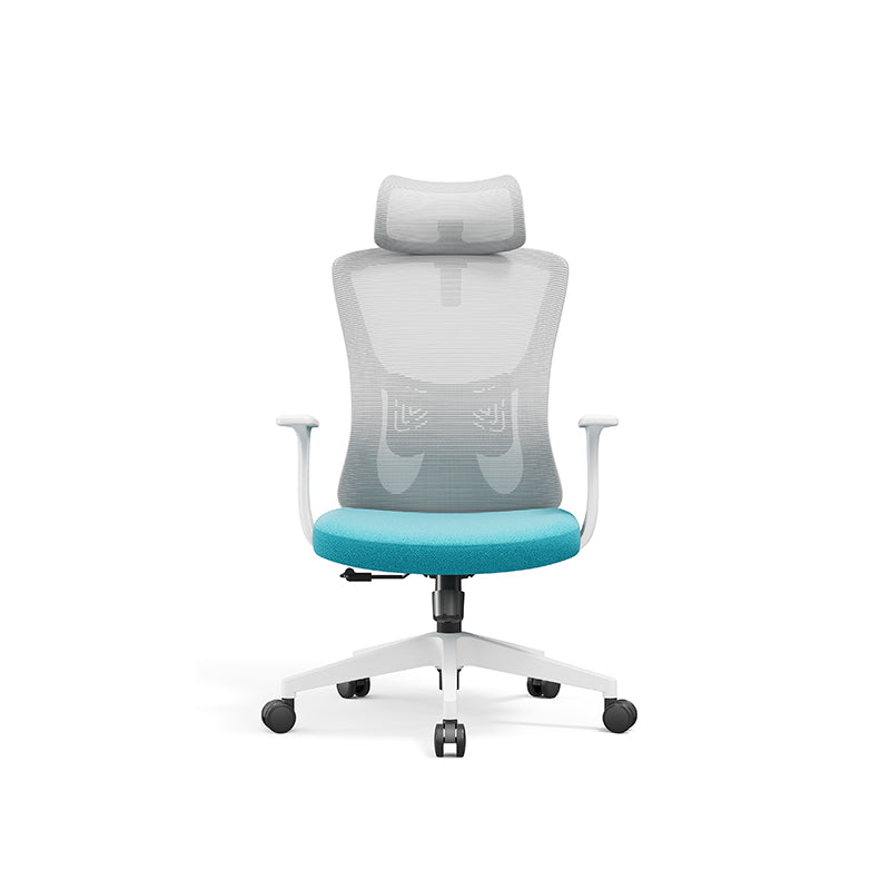 Modern Minimalist High-Back Mesh Office Chair - Adjustable Headrest Ergonomic Lumbar Support Silent Casters Desk Chair For Home Office