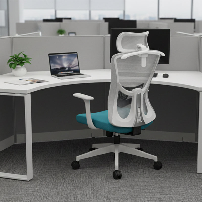 Modern Minimalist High-Back Mesh Office Chair - Adjustable Headrest Ergonomic Lumbar Support Silent Casters Desk Chair For Home Office