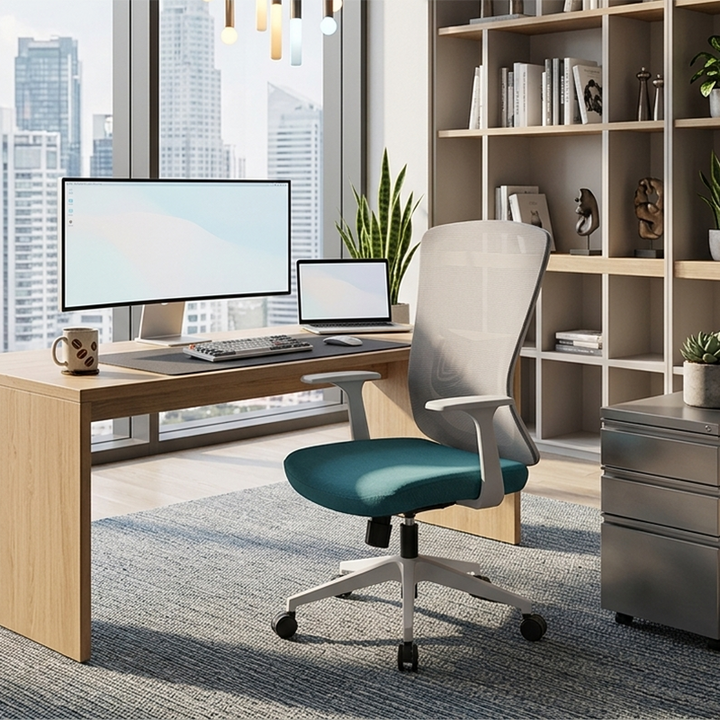 Modern Minimalist Mid-Back Mesh Office Chair - Ergonomic Lumbar Support Breathable Backrest Desk Chair For Home Office