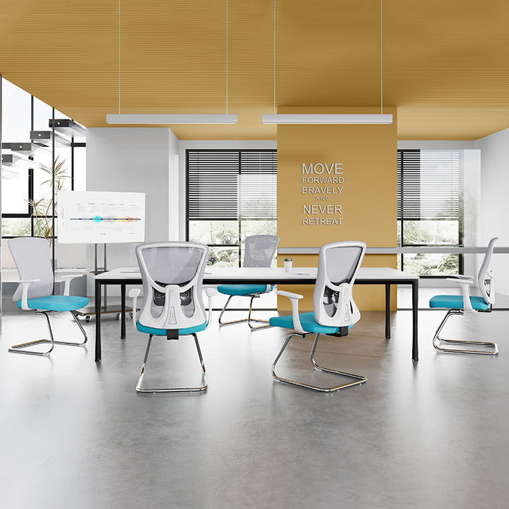 Modern Minimalist Mesh Cantilever Reception Chair - Breathable Backrest Ergonomic Lumbar Support Business-Ready Versatile Design Desk Chair For Home Office