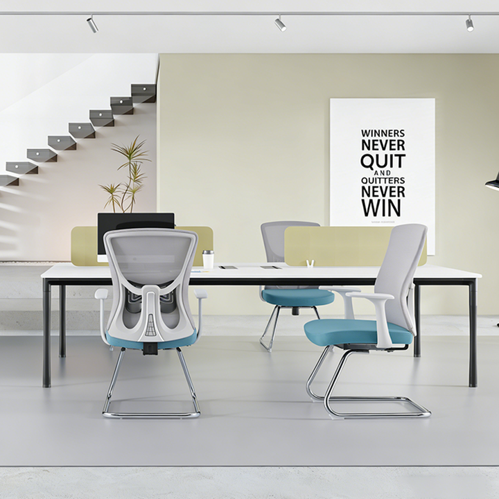 Modern Minimalist Mesh Cantilever Reception Chair - Breathable Backrest Ergonomic Lumbar Support Business-Ready Versatile Design Desk Chair For Home Office