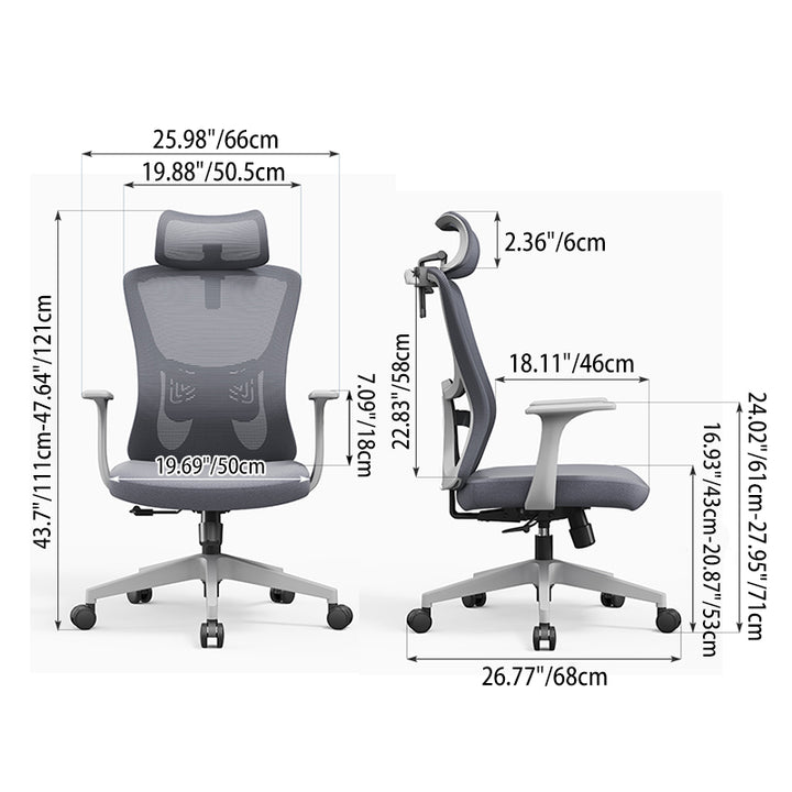 Modern Minimalist High-Back Mesh Staff Office Chair - Adjustable Headrest With Hanger Silent Casters Desk Chair For Home Office