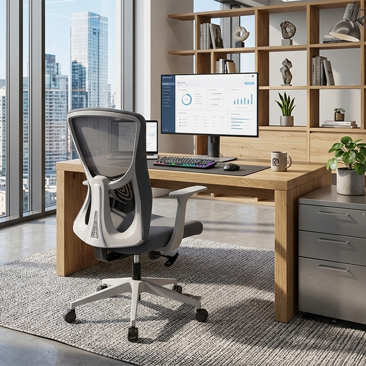 Minimalist Reinforced Mesh Desk Chair - Durable PP Base & Breathable Backrest Cost-Effective Seating Office Chair For Home Office