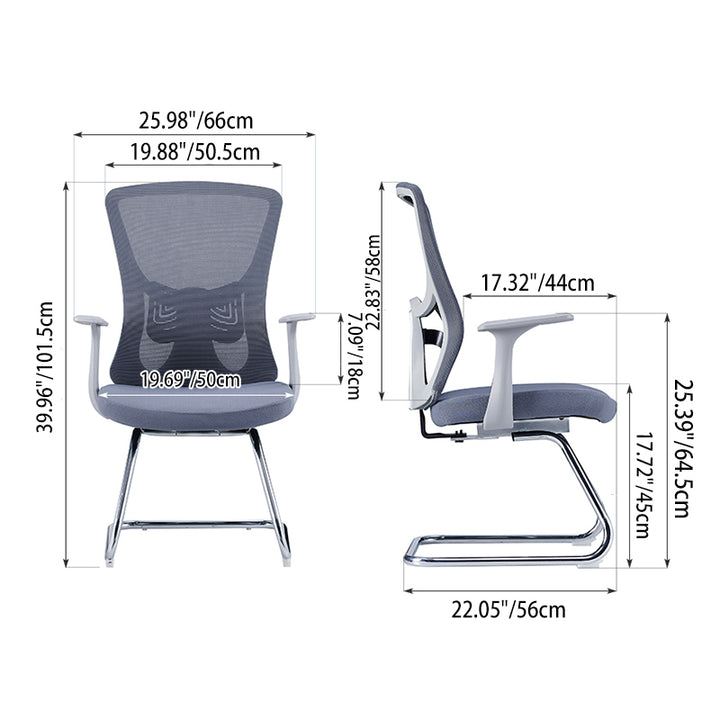 Modern Minimalist Mesh Cantilever Reception Chair - Breathable Mesh Ergonomic Electroplated Steel Frame Office Chair For Home Office
